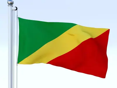 Animated Republic of the Congo Flag Low-poly 3D model
