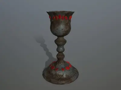 Chalice 9 candle with flames Low-poly 3D model