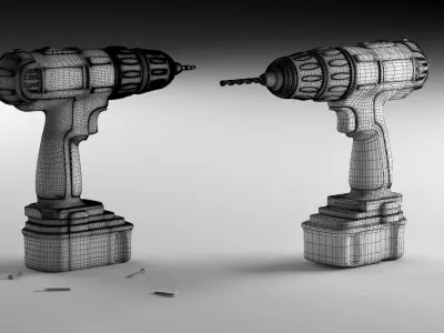 Screwdriver Drill and Drill 3D model
