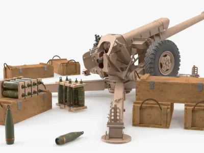  Mobile Cannon System with Ammunition Boxes Sand 