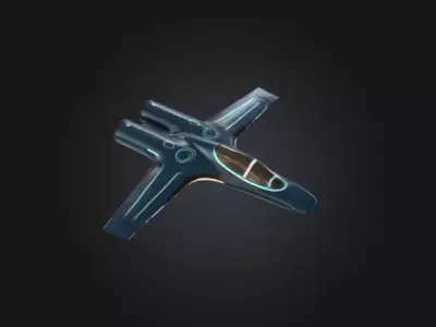 Low Poly Futuristic Jet Airplane Low-poly 3D model