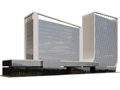 Twin-Tower Office Complex 3D model
