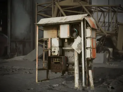 Old industrial fusebox Low-poly 3D model