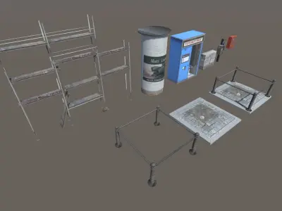 Vintage Street Props Low-poly 3D model