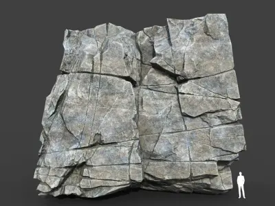 Low poly Gray Cracked Modular Rock 220106 Low-poly 3D model