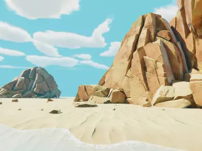 Customizable Rocks and Cliffs Low-poly 3D model