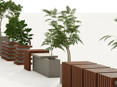 Urban Furniture Bench Set 3D model