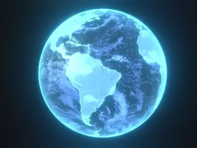 Planet Earth Hologram Sci-Fi 3D Model Low-poly 3D model
