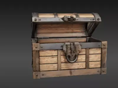 Game Ready Treasure Chest 3D Model Prop with Open Close Low-poly 3D model