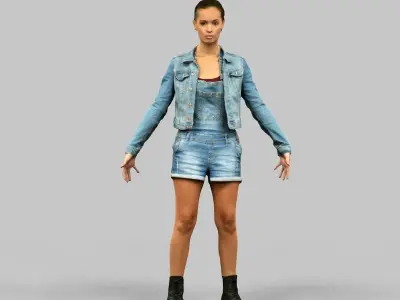 Jeans Girl Rigged Low-poly 3D model