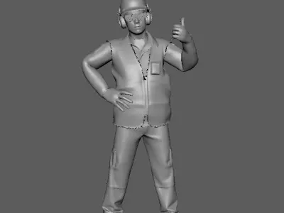 Worker Character POSE 01 Low-poly 3D model