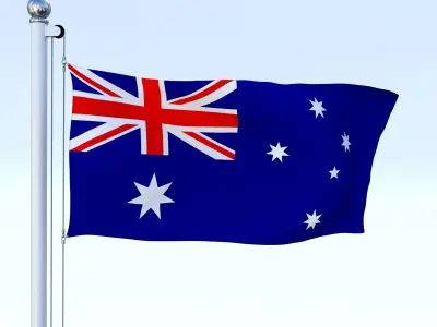 Animated Australian Flag Low-poly 3D model