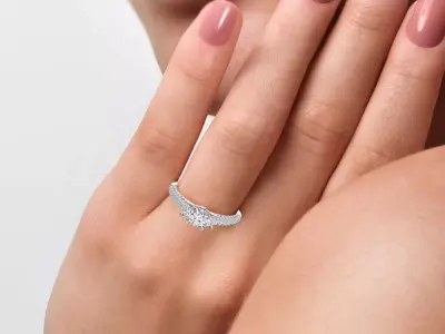 Women Light Weight Solitare Diamond Wedding Ring   29 3D print model
