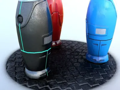 Modern and Sci-fi Hydrant PBR lowpoly model Low-poly 3D model