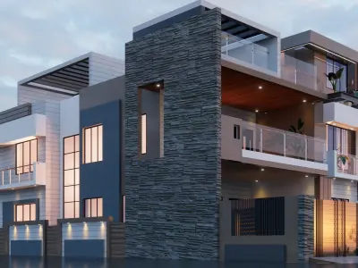 Exterior Design Modern House Elevation 3D model 3D model