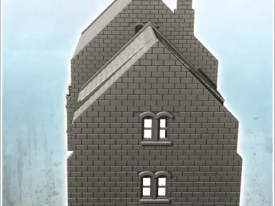 Double houses with central building and floor 6 - World War Two  3D print model