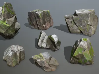 Rock Set Low-poly 3D model 45