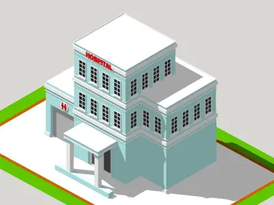 Hospital building Low-poly 3D model