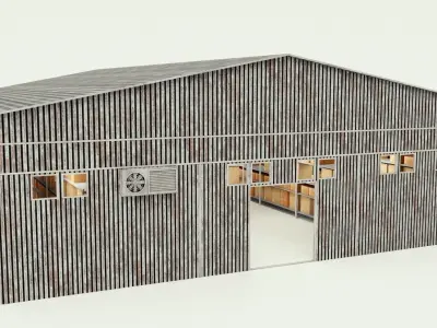 Warehouse barn Low-poly 3D model