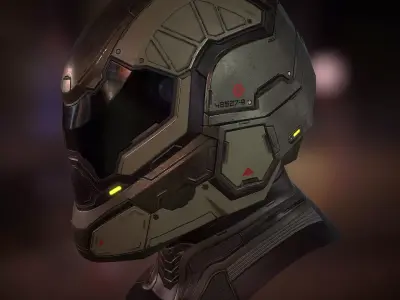 Futuristic soldier helmet Low-poly 3D model