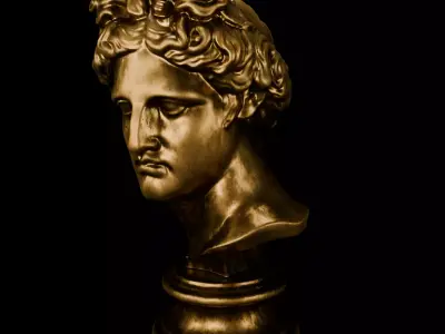 Classical Greek Bust Sculpture - Marble and Bronze 3D model