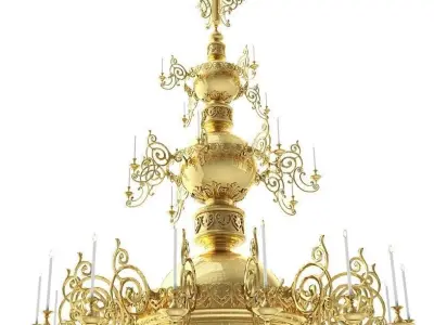 gold chandelier 3D model 2