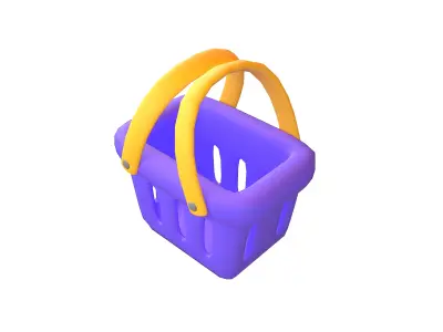 Shopping Basket Icon v1 005 Low-poly 3D model