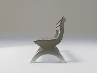 office bench - light theme - modern  Low-poly 3D model