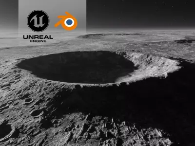 Moon Crater 2 with 8K Textures 3D model