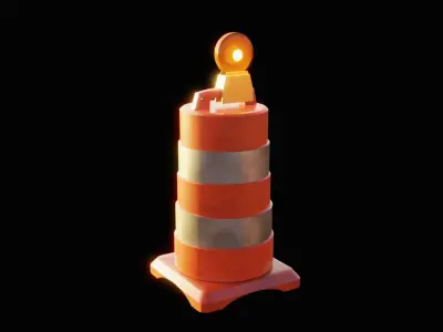 Construction Barrel - Traffic Drum  Low-poly 3D model