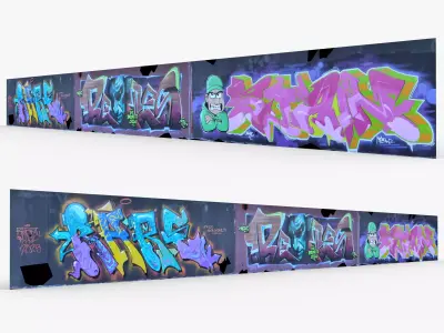 Big graffiti wall V 3D model