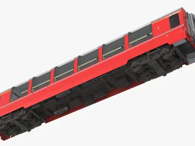  Panoramic First-Class Passenger Railcar Red with Interior 