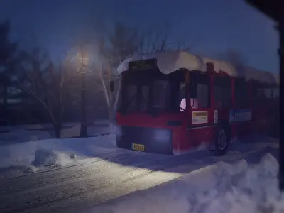 Winter Bus Station 3D model