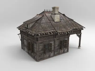 Medieval house fantasy 04 Low-poly 3D model