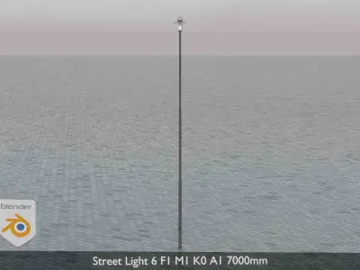 Street Light 6 F1 M1 K0 A1 7000mm Low-poly 3D model