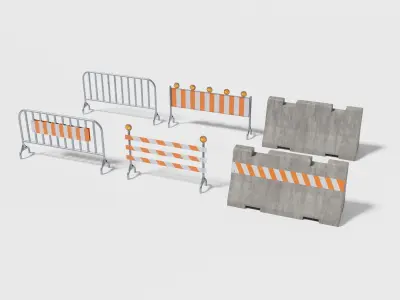 Street barriers Low-poly 3D model