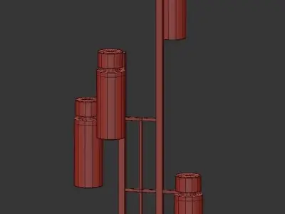 OSMAN 4 floor lamp with four glass shades 3D model
