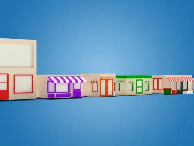 Lowpoly Buildings pack  Low-poly 3D model