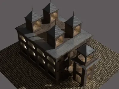  Temple Monastery  Low-poly 3D model