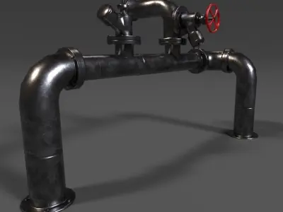 Pipeline industrial pipe Low-poly 3D model