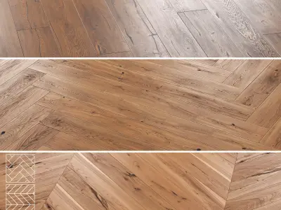 Boen Oak Parquet - Herringbone -Chevron and Linear -Set of 5 3D model