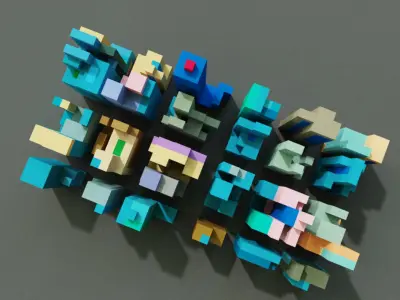 Tiny Modern Voxel City 3D model