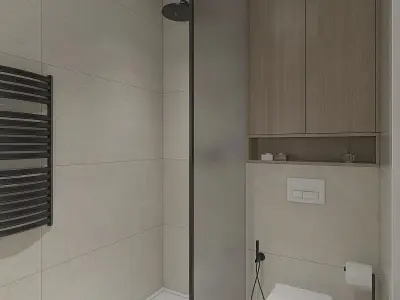 Simple but cozy shower room 3D model