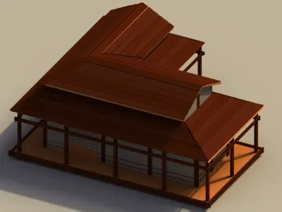 Low Poly Traditional Japanese House 2 Low-poly 3D model