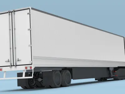  Tesla Semi Long Haul Truck with Trailer Simple Interior 