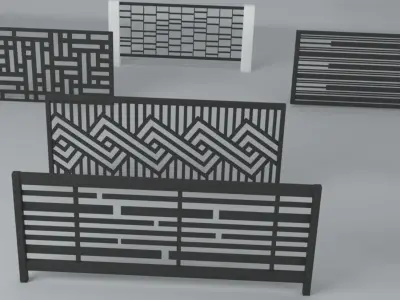 Modern Fences 3D model