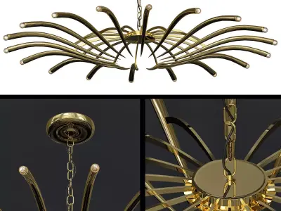 BRASS CEILING CHANDELIER MODEL 391 BY OSCAR TORLASCO FOR LUMI 3D model