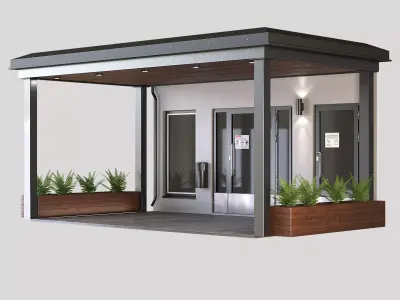 GateGroup covered patio with chairs and tables 3D model
