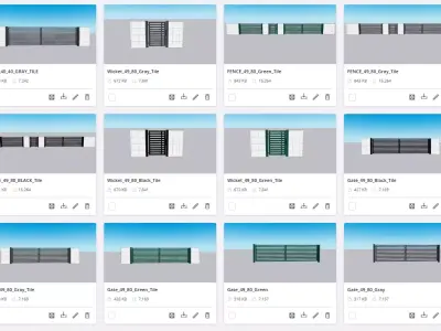 Pack of 91 Gate and Wicket Models 3D model