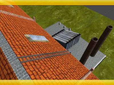 Factory Model 3D church in countryside Free low-poly 3D model